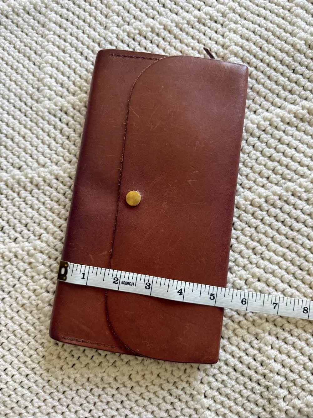 Brown Leather Zip Clutch Wallet